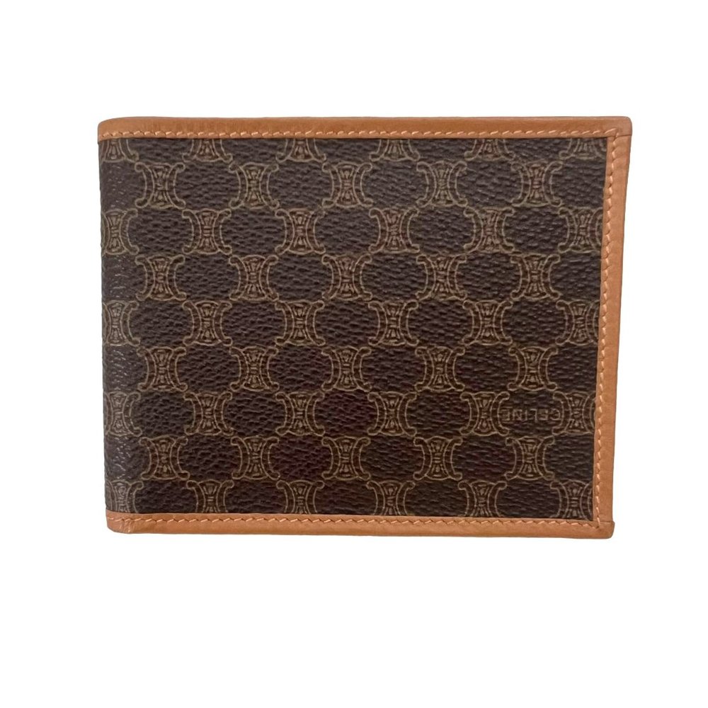 CELINE: Brown, Monogram Macadam Logo Wallet/Card Holder #1314